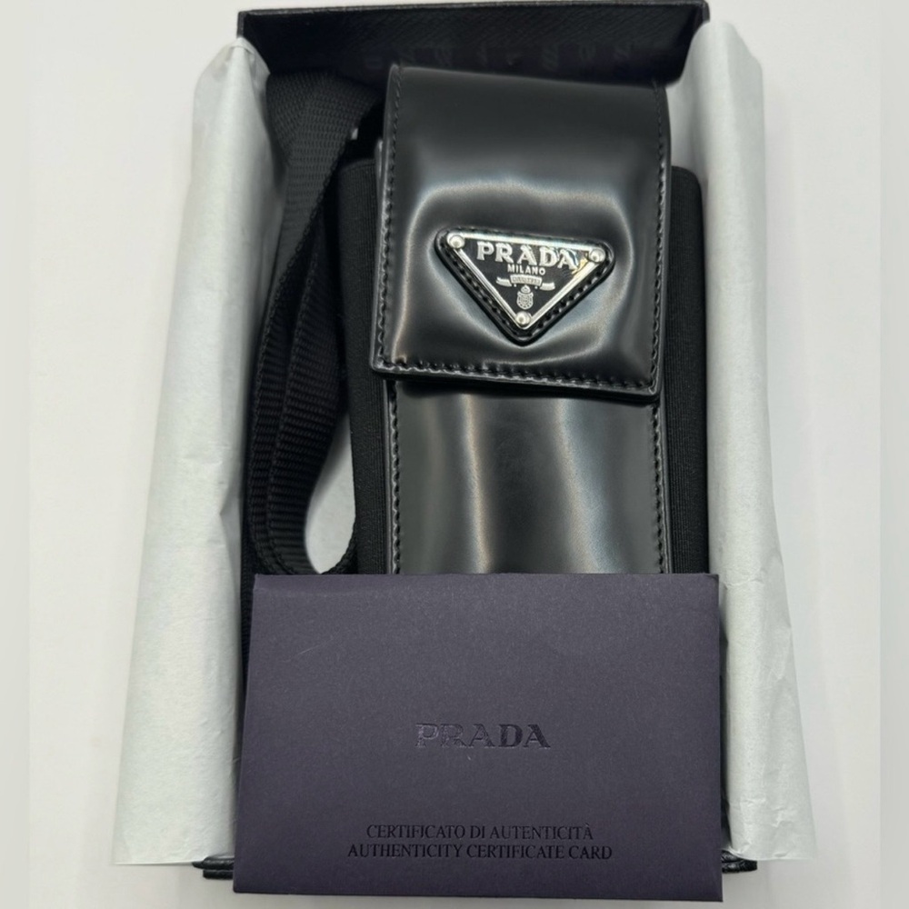 Prada Black Leather Phone Holder